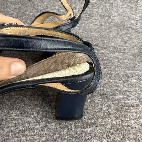 ✅VTG Fashion Craft Heels Womens 7.5 2A/4A Blue Leather Ankle Strap✅Nostalgia USA - Picture 6 of 14